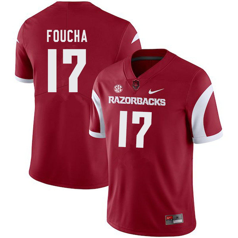 Men #17 Joe Foucha Arkansas Razorbacks College Football Jerseys-Cardinal